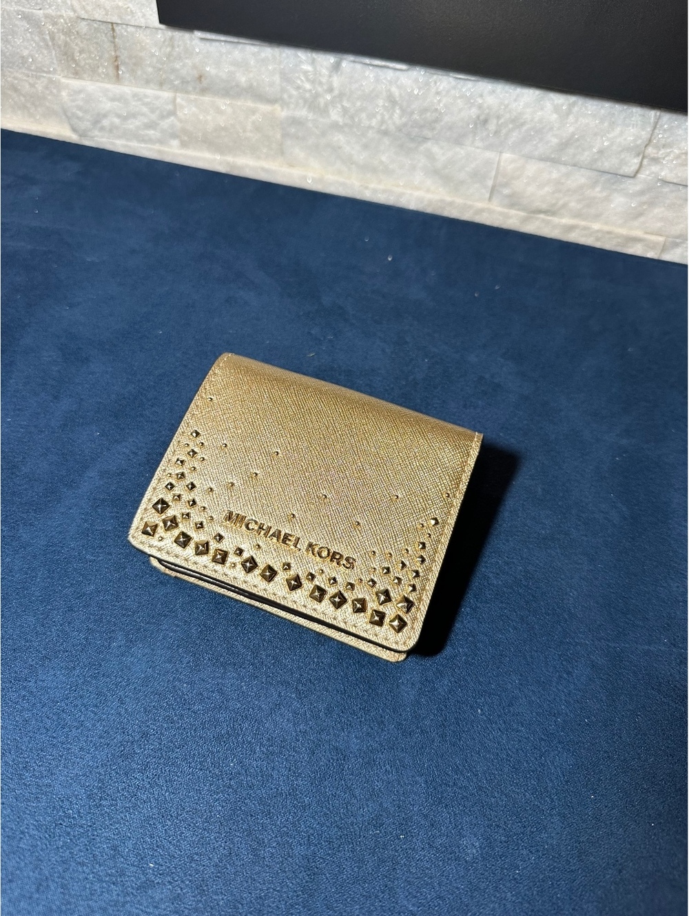 Michael Kors Gold Studded Small Wallet with Coin Pocket